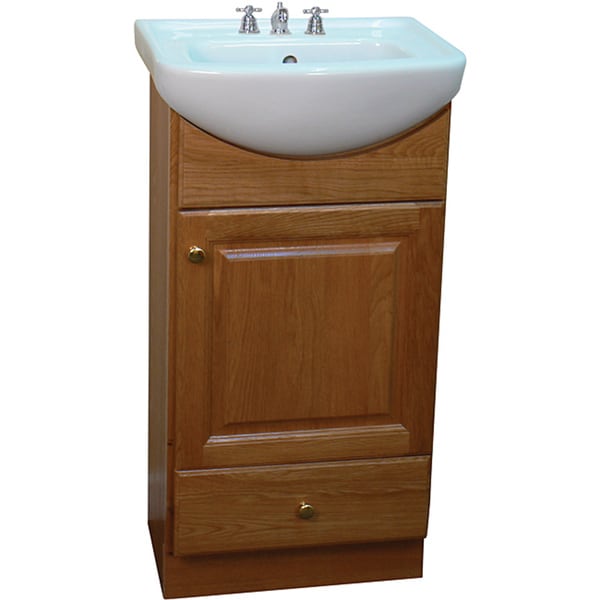 Shop Fine Fixtures Petite 18 Inch Wood Oak/ White Bathroom Vanity - Free Shipping Today ...