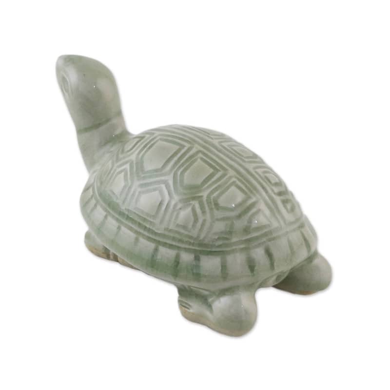 Handmade Celadon Ceramic Lucky Turtles Sculptures (Thailand)
