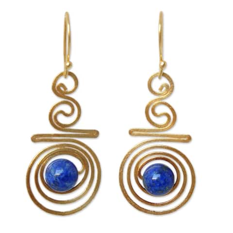 Handmade Follow The Dream Blue Lapis Lazuli Dangle Earrings (Thailand)