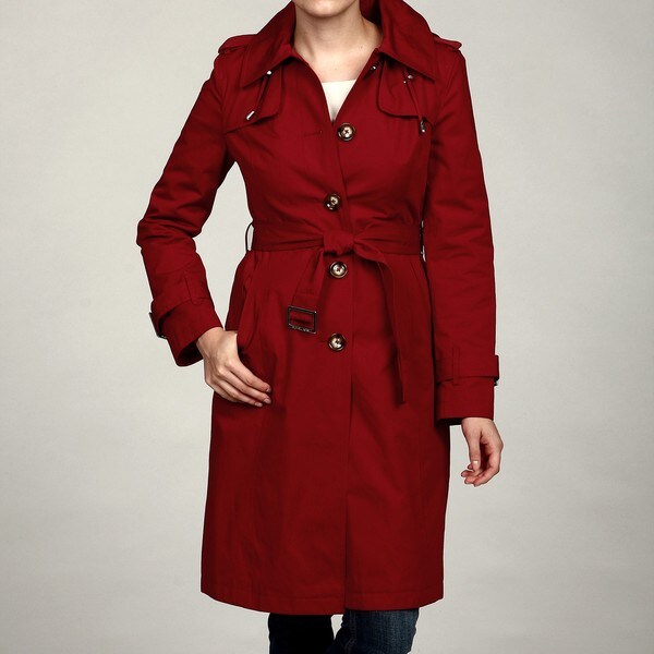 Shop Michael Kors Women's Red Single-breasted Hooded Coat FINAL SALE - Free Shipping Today 