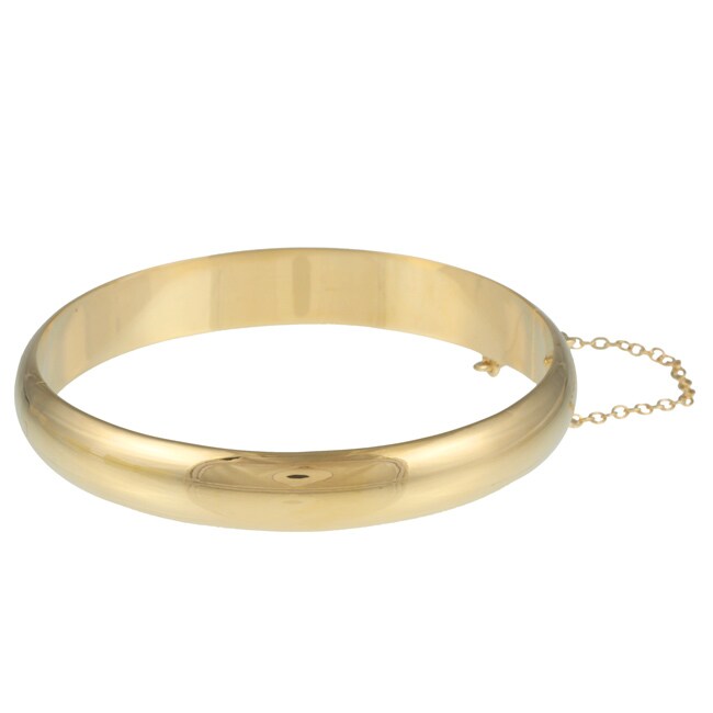 14k Gold Overlaid Sterling Silver Polished Bangle Bracelet (10 mm ...