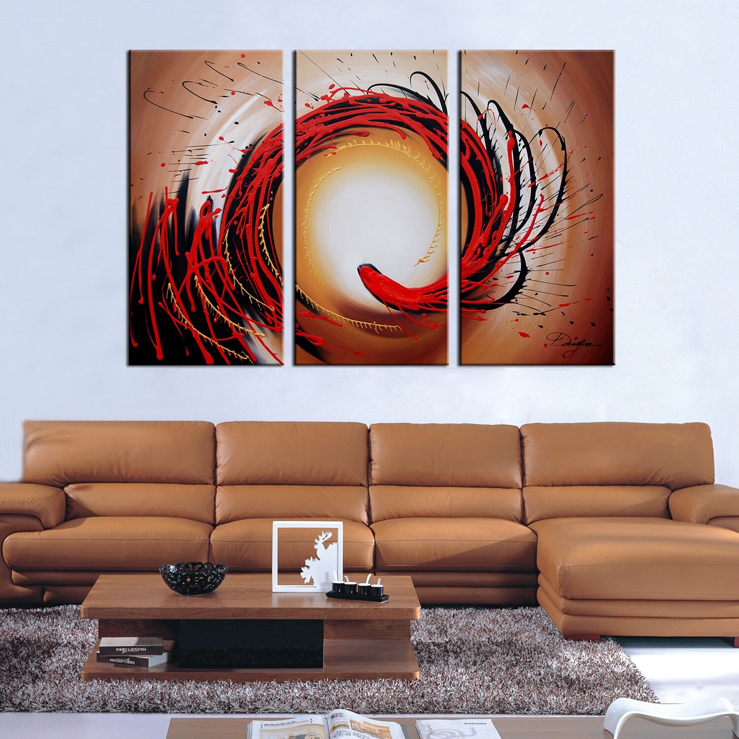 Hand Painted 'Abstract-349' Oil Paint 3-piece Canvas Art Set ...