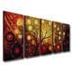 Hand Painted 'Life Tree and The Universe' Oil Paint 5-piece Canvas Art ...