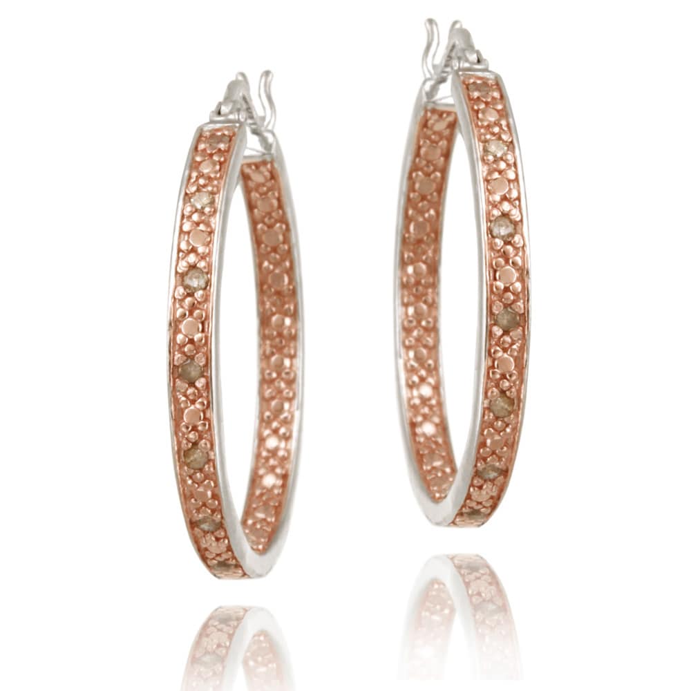 Shop DB Designs Rose Gold over Silver 1/8ct TDW Champagne Diamond Hoop