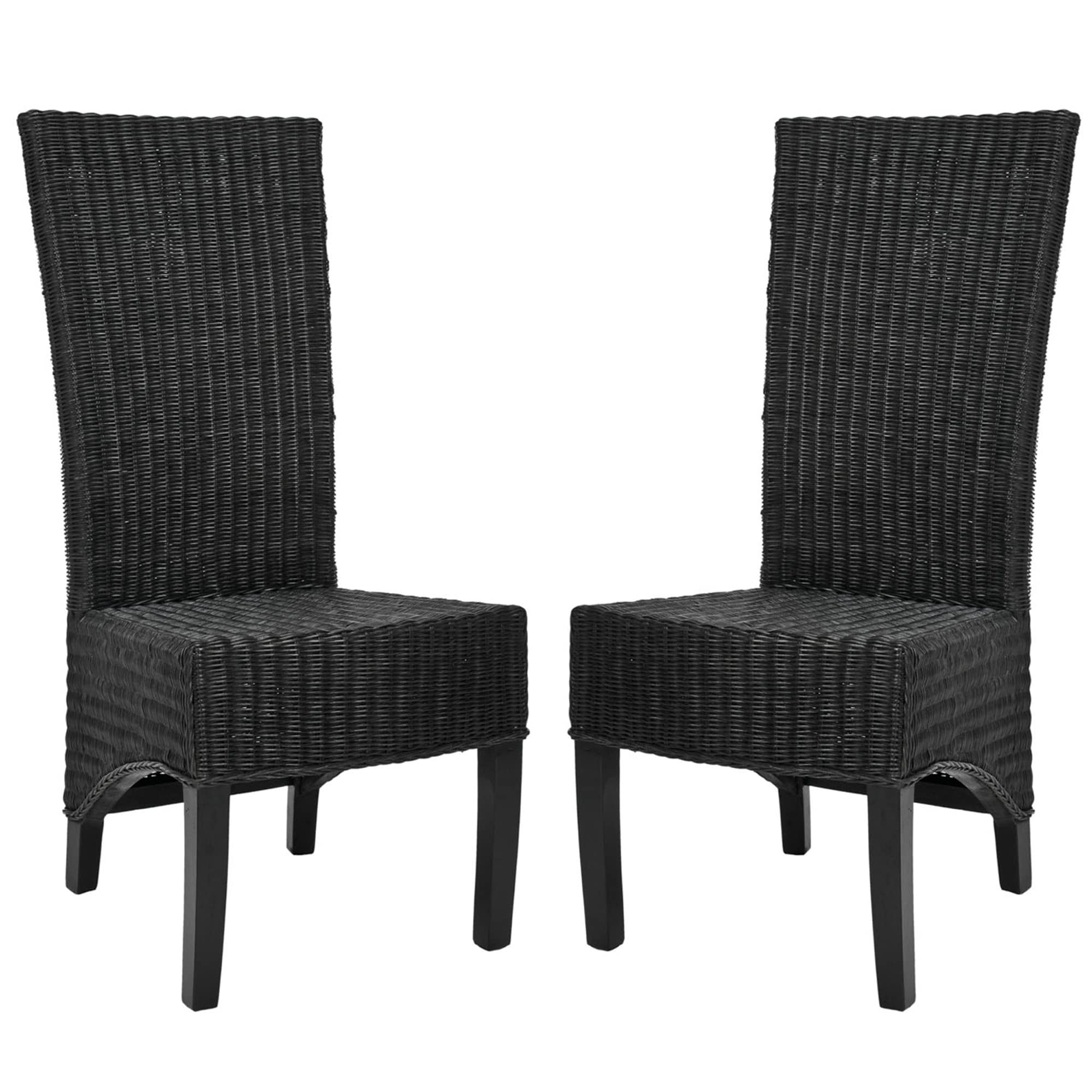 Safavieh St. Croix Wicker Black High Back Side Chairs (set Of 2)