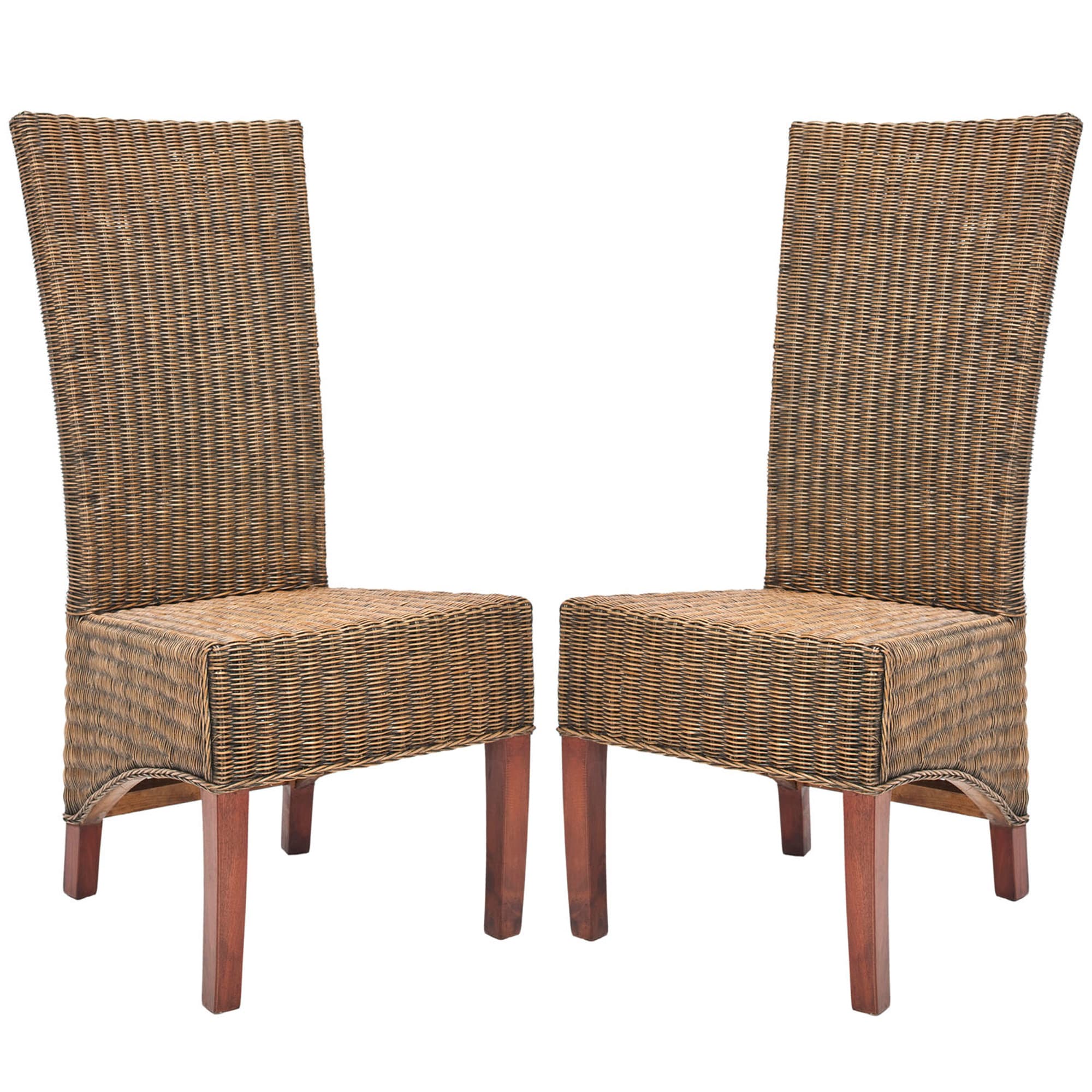 Safavieh St. Criox Honey Wicker High Back Side Chairs (set Of 2)