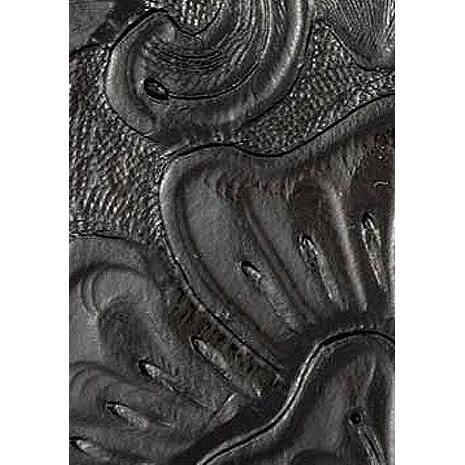 Nocturnal Classic Zipper Closure Inner Pocket Hand Tooled Black Polished Leather Womens Shoulder Bag (Mexico)