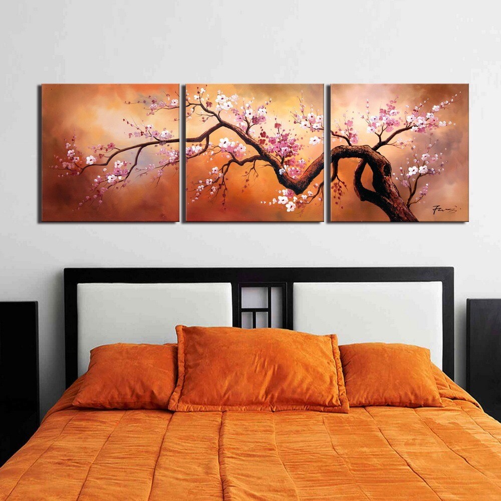 Framed 3 Pieces Plum Blossom Moon Ocean Wall Canvas Art Size 12x16 Eac -  DANNY'S HOME GOODS