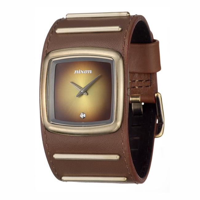 Nixon Men's 'The Duke' Stainless Steel and Leather Quartz Watch - Free