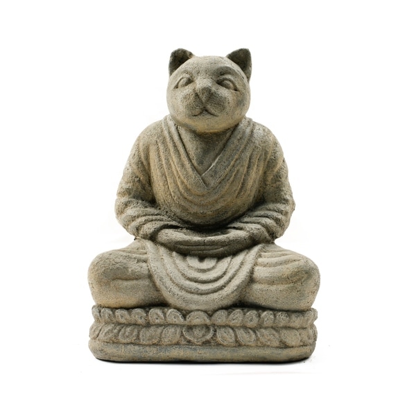 happy cat buddha statue