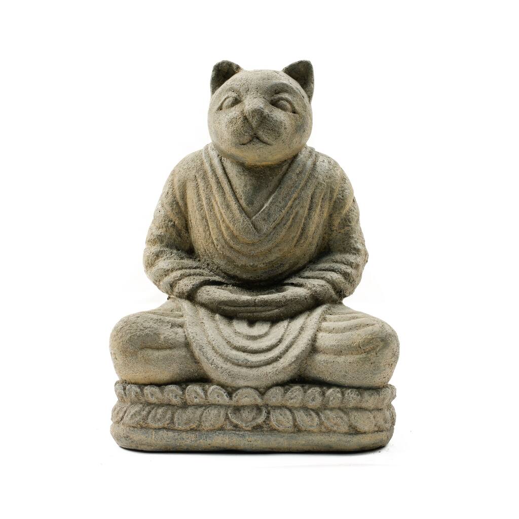 Handmade Buddha Cat Namaste Statue