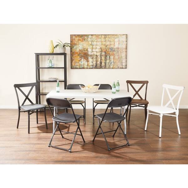 Office Star Resin Folding Chairs - Set Of 4, Silver Accents, Lightweight And Durable