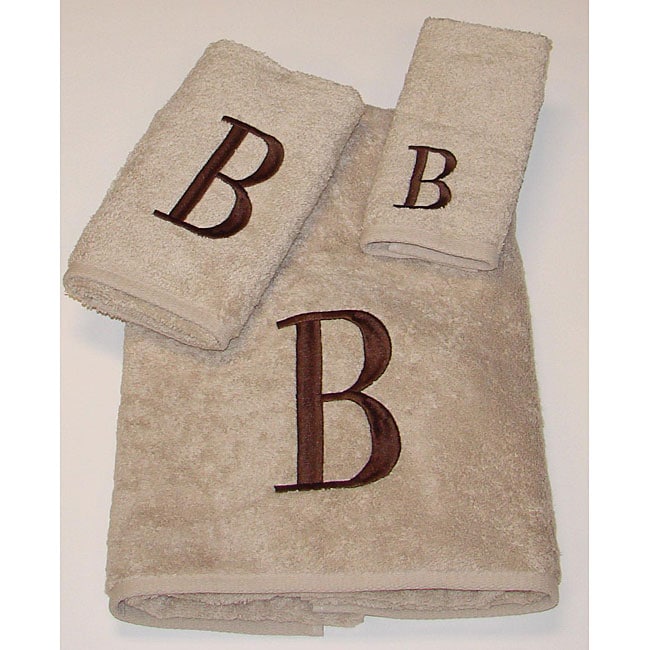 Avanti Brown Block 'B' Monogram 3-piece Towel Set