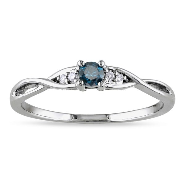 Miadora 10k Gold 1/6ct TDW Blue and White Diamond Ring (G-H, I2-I3)