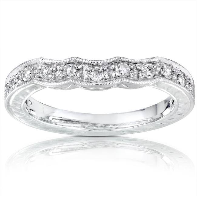 Annello by Kobelli 14k White Gold 1/5ct TDW Diamond Curved Wedding Band