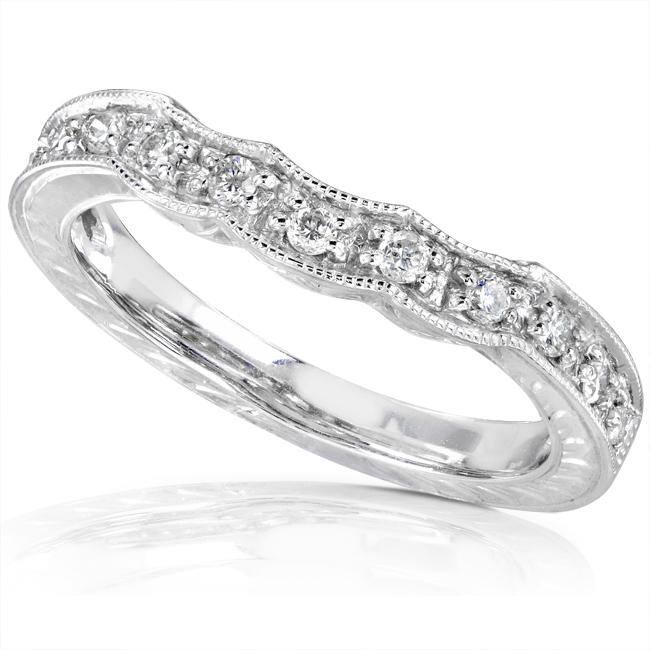 Annello by Kobelli 14k White Gold 1/5ct TDW Diamond Curved Wedding Band - 4