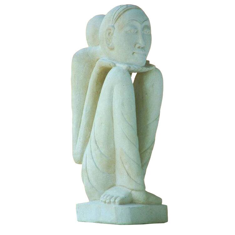 Handmade Sandstone 'Sensitive Mood' Sculpture (Indonesia)