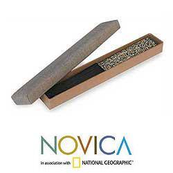 NOVICA Handmade Silk 'Golden Rings' Batik Fan (Indonesia)