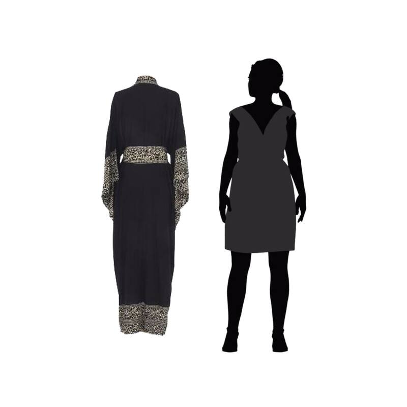 Handmade Rayon Midnight Rose Black Batik Robe (Indonesia)