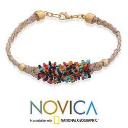 Gold 'Joy' Palm Bracelet (Brazil) Novica Bracelets