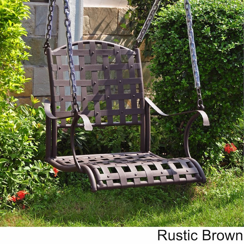 Santa Fe Iron Nailhead Single Porch Swing - Rustic Brown