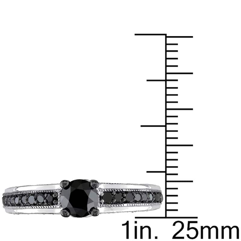 Miadora 10k White Gold 1 1/4ct TDW Black and White Round-cut Diamond Ring