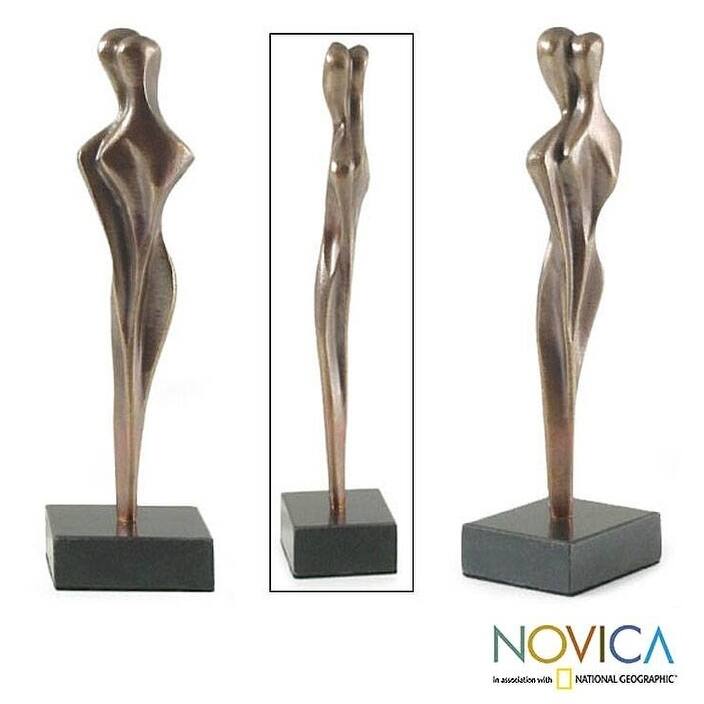 Handmade Bronze Embrace Sculpture (Brazil)