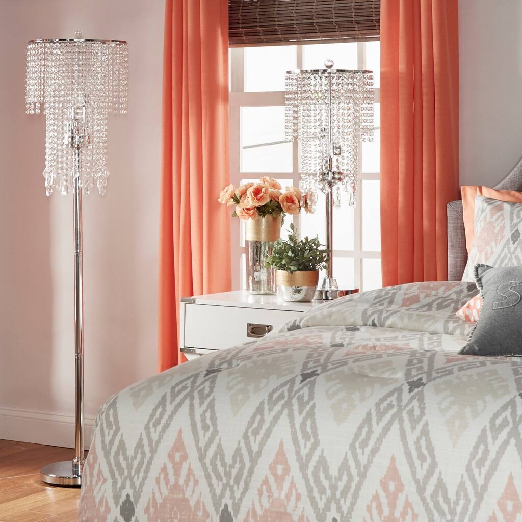 Crystal Rain 3-light Chrome Crystal Floor Lamp by iNSPIRE Q Bold