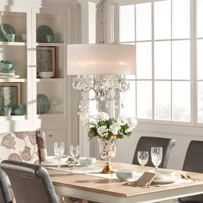 Silver Mist Hanging Crystal Drum Shade Chandelier by iNSPIRE Q Classic