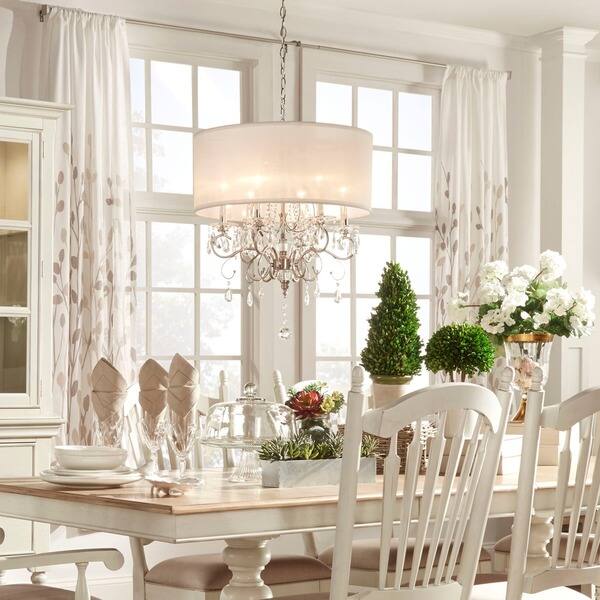 Silver Mist Hanging Crystal Drum Shade Chandelier By Silver Mist Hanging Crystal Drum Shade Chandelier By