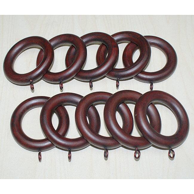 Adeline Smooth Mahogany Wood Curtain Rings (Set of 10)