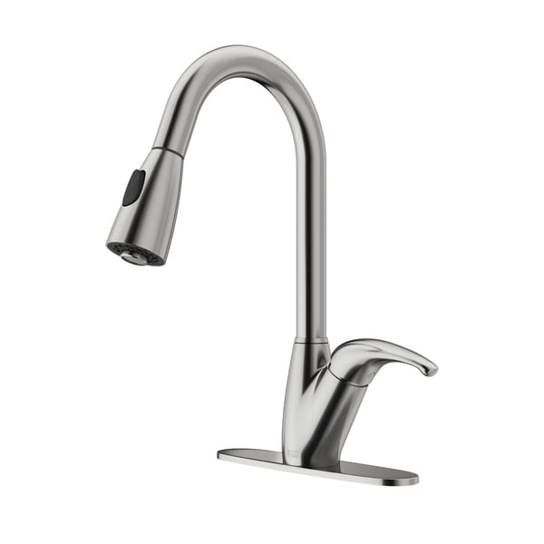 VIGO Romano Stainless Steel Pull-Down Spray Kitchen Faucet with Deck Plate