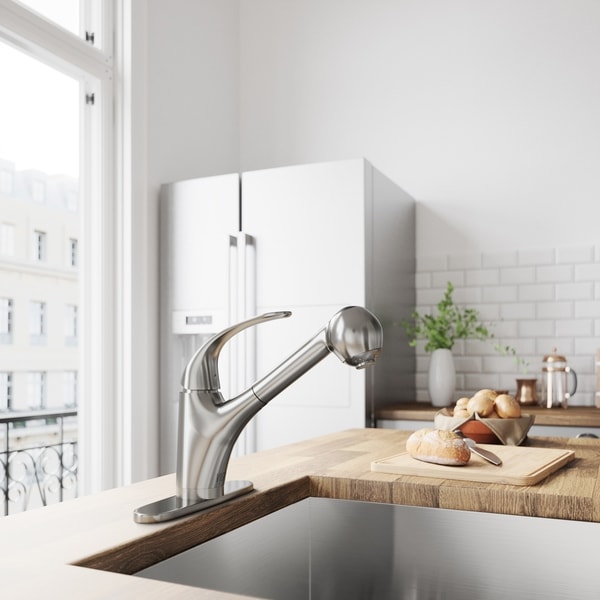 VIGO Alexander Stainless Steel Kitchen Faucet with Deck Plate