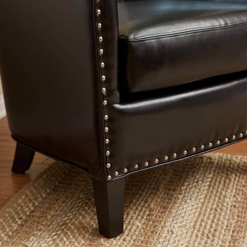 Austin Black Bonded Leather Club Chair by Christopher Knight Home