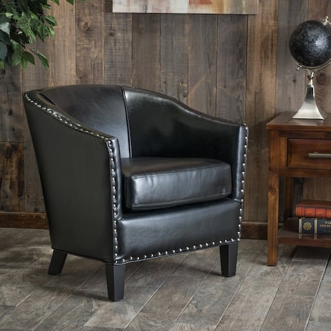 Austin Black Bonded Leather Club Chair by Christopher Knight Home