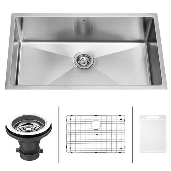VIGO 32-Inch Undermount Stainless-Steel Kitchen Sink, Grid and Strainer ...