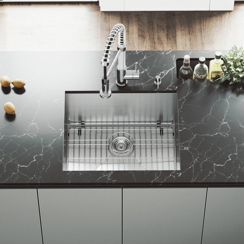 VIGO Ludlow Stainless Steel 23-inch Kitchen Sink, Grid and Strainer