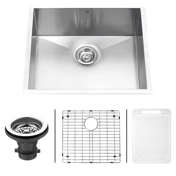 VIGO 23-Inch Undermount Stainless-Steel Kitchen Sink, Grid and Strainer with Mounting Hardware