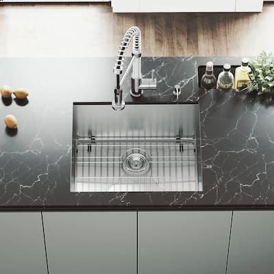 VIGO Ludlow Stainless Steel 23-inch Kitchen Sink, Grid and Strainer