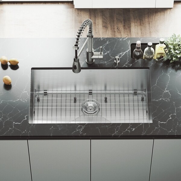 VIGO Ludlow Stainless Steel 32-inch Kitchen Sink, Grid and Strainer