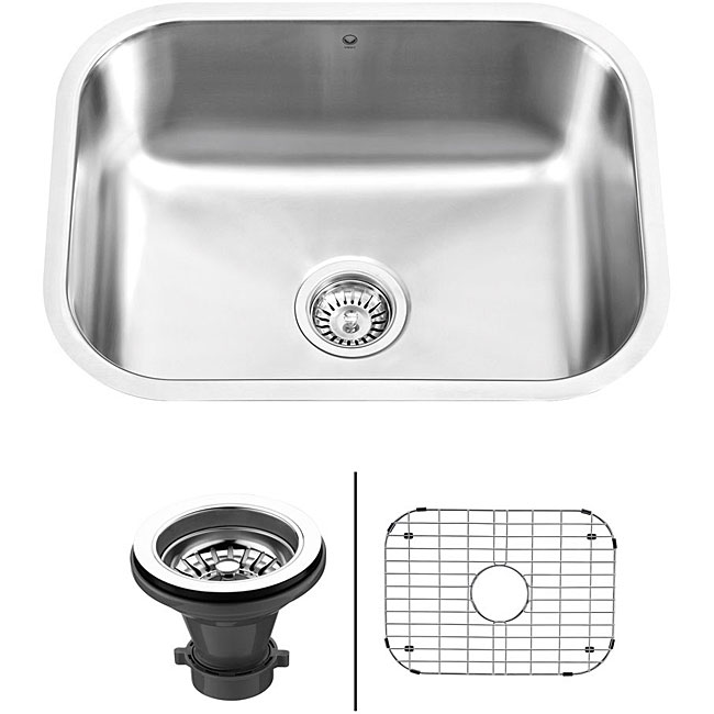 Vigo 23 inch Undermount Stainless Steel Kitchen Sink, Grid And Strainer