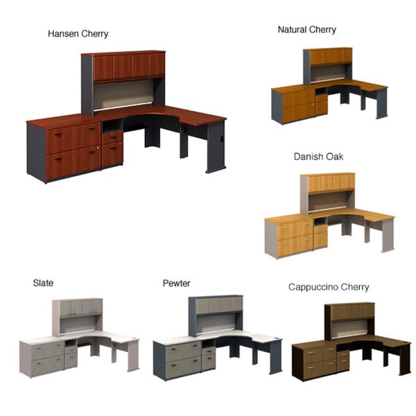 Shop BBF Series A Single Pedestal Corner Desk with 30inch Bridge, 36