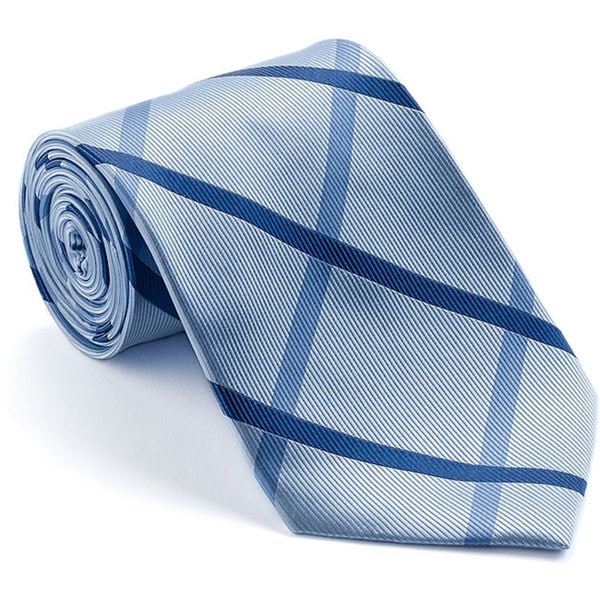 Platinum Ties Men's 'Blue Polo' Diagonal Striped Tie