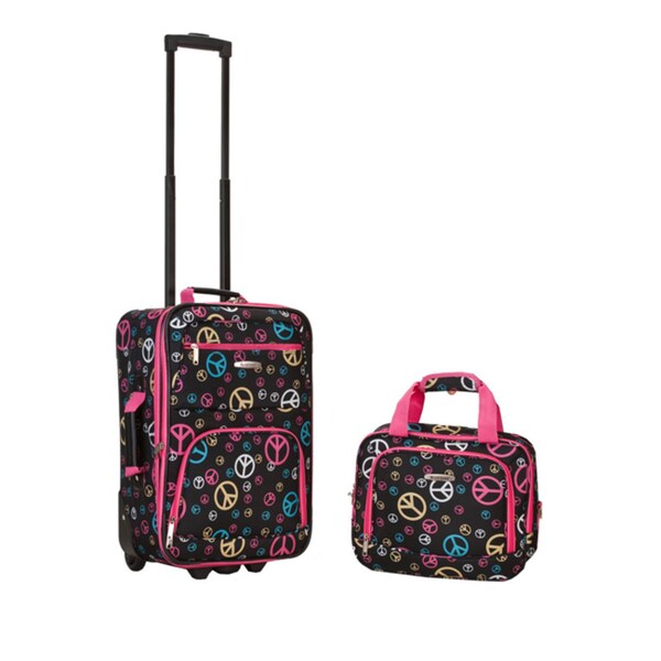 Rockland Expandable Peace Sign 2 piece Lightweight Carry on Luggage Set Rockland Two piece Sets