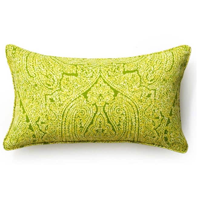 Jiti Green Paisley Outdoor Throw Pillow - 12 x 20 - 12 x 20