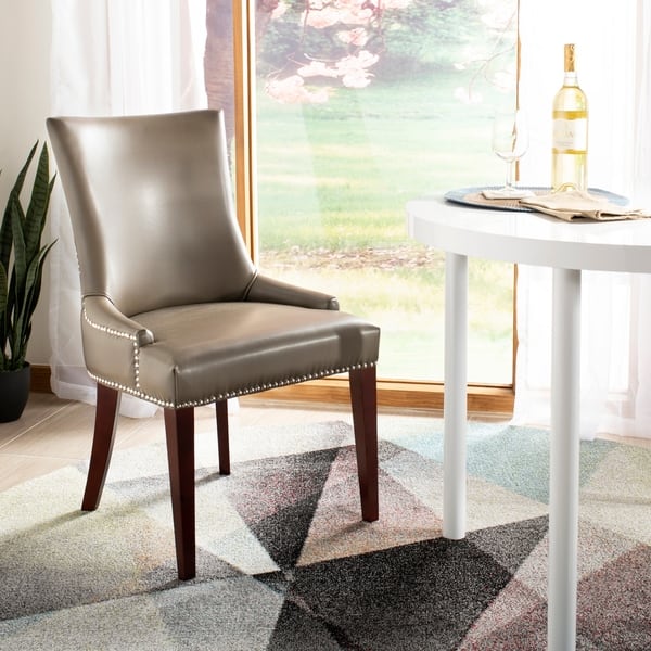 Safavieh Dining Parsons Becca Grey Leather Chair Safavieh Dining Parsons Becca Grey Leather Chair
