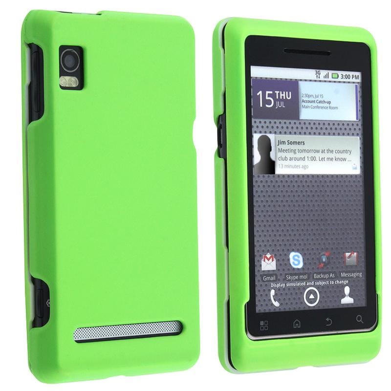 Neon Green Rubber Coated Case for Motorola A955 Droid 2  