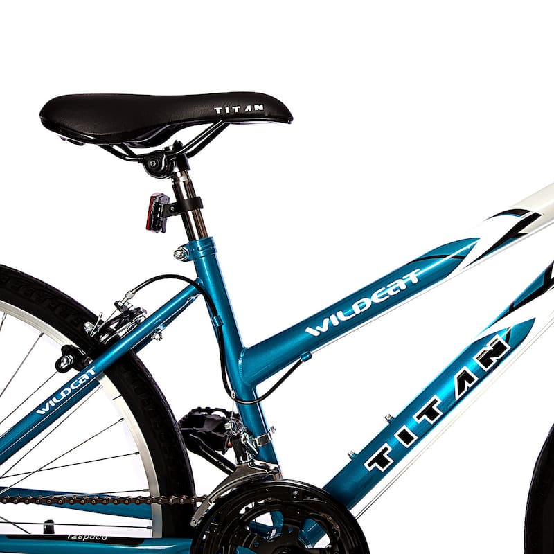 Titan Wildcat Women's 18-Speed Mountain Bike, White & Teal