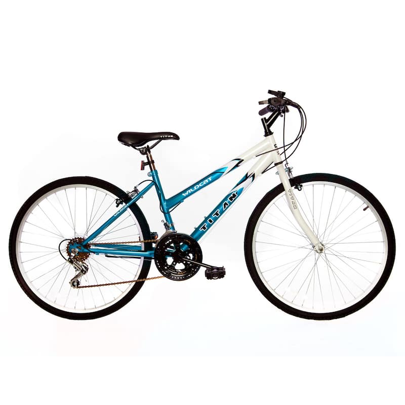 Titan Wildcat Women's 18-Speed Mountain Bike, White & Teal