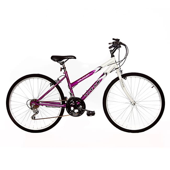 Titan Wildcat Women's 18-Speed Mountain Bike, White/ Lavender